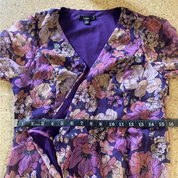 NWOT Lulus Feeling Sweet Purple Floral Print Long Sleeve Wrap Maxi Dress - Picture 6 of 12